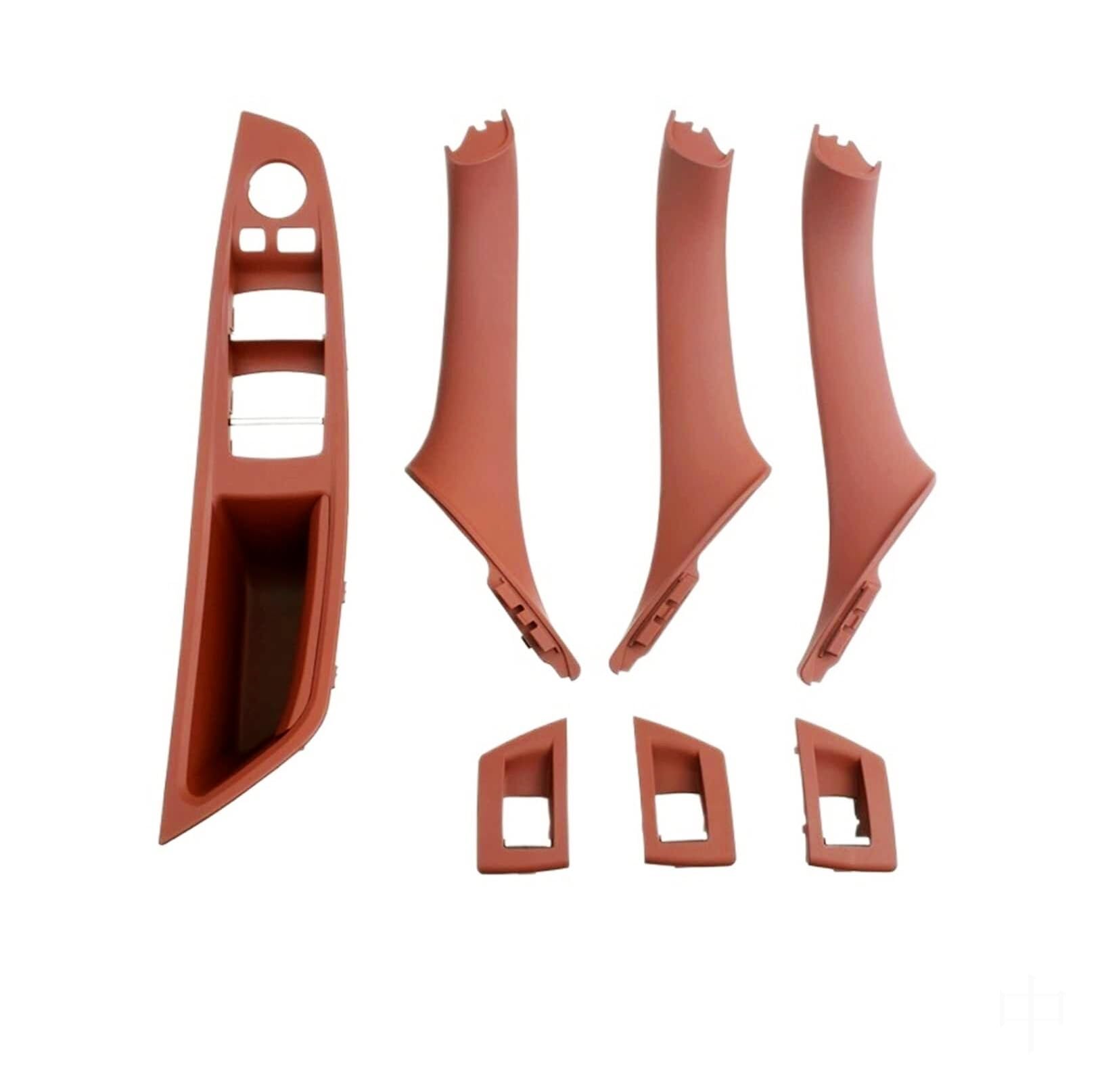 GTDTKGANAK for BMW 5 for Series F10/F11/F18 2010-2017 Interior Door Handle Set Interior Door Panel Handle Decorative Covers(Brown Lhd 7pcs)