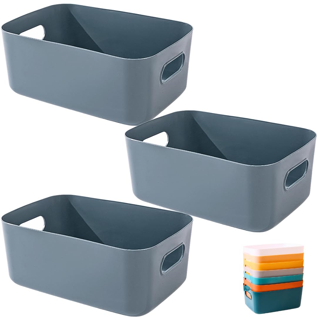 タッパーウェア　ネイビー　収納ボックス プラスチック製 Amazon.co.jp: 【BEAU LLASSANA】中 紺色3個セット 収納ボックス