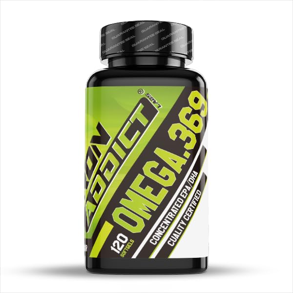 Iron Addict Labs - Omega 369-120 Softgels - 3 Cápsulas al día - Con Vitamina E - Omega 3 - Omega 6 - Omega 9
