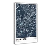 ANFOTCM Hyde Park Boston Map, Massachusetts, arte de vecindario, póster decorativo para pared, bar, restaurante, garaje, cafetería, letrero de regalo, 50 x 75 cm