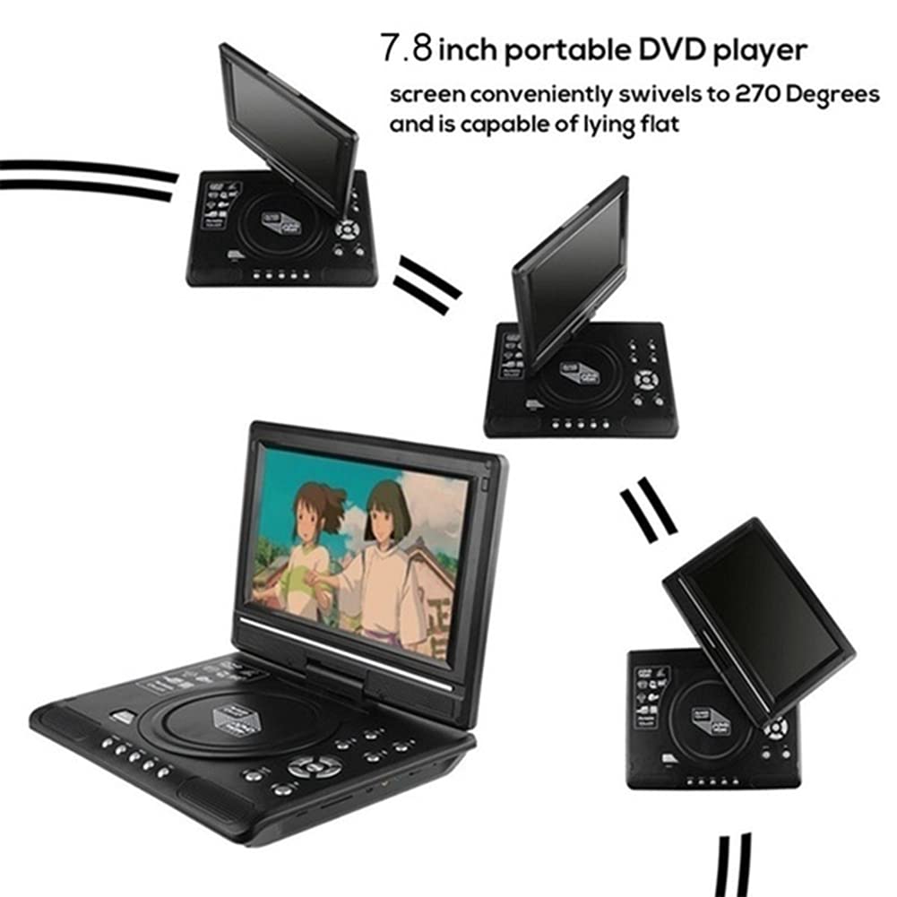 Reproductor de DVD PortáTil de 7,8 Pulgadas para el Hogar, TV, HD, VCD, CD, MP3, HD, Reproductor EVD con TV/FM/USB/FuncióN de Juego, Enchufe de la UE