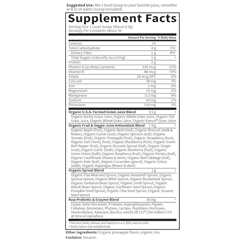 Garden of Life Raw Organic Perfect Food Green Superfood Juiced Greens Powder - Original Stevia-Free, 30 Servings, Non-GMO, Gluten Free Whole Food Dietary Supplement, Alkalize, Detoxify, Energize - Image 8