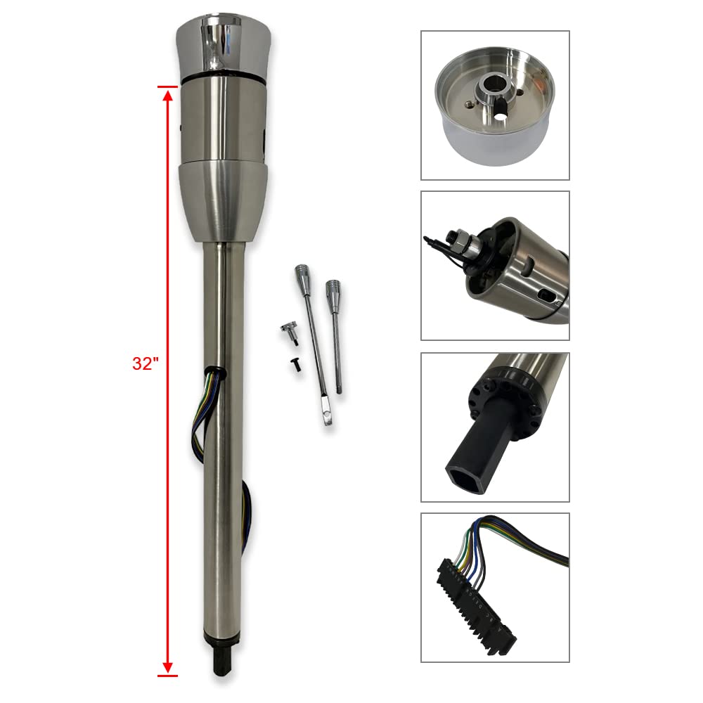 35" Universal Column Shift Black Tilt Steering Column W/O Wheel Adapter - Foto 9