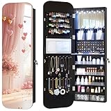 Vlsrka Oval Armario Joyero con Luz, Negro