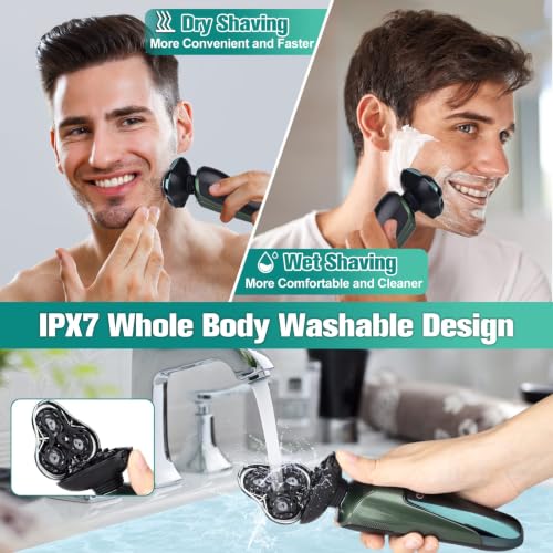 Image of Electric Razor for Men, 3-in-1 Shaver with Floating Blades for Nose Hair &Sideburns,Replacement Blades, Pop-up Trimmer, IPX7 Waterproof, Travel Lock, Wet & Dry Use, Face Shaving Grooming Travel Kit