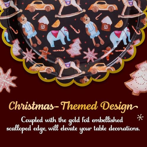 Image of Confettiville Christmas Paper Plates, 50-Count Disposable Christmas Dinner Plates, Scalloped Gold, Party Supplies, Toys Pattern