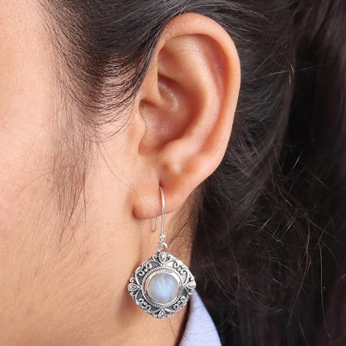 Boucles d'oreilles pierre de lune anti-allergie argent 925 - 2