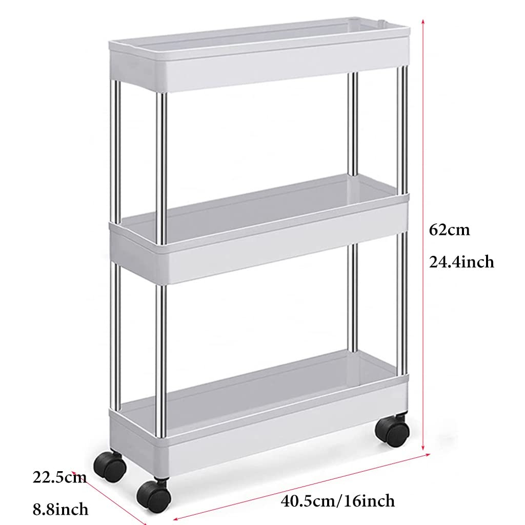 Carrito de Almacenamiento Delgado de 2 Niveles/3 Niveles/4 Niveles, Unidad de estantería móvil, Organizador de baño, Carrito Deslizante para refrigerios con Ruedas para Cocina (Col