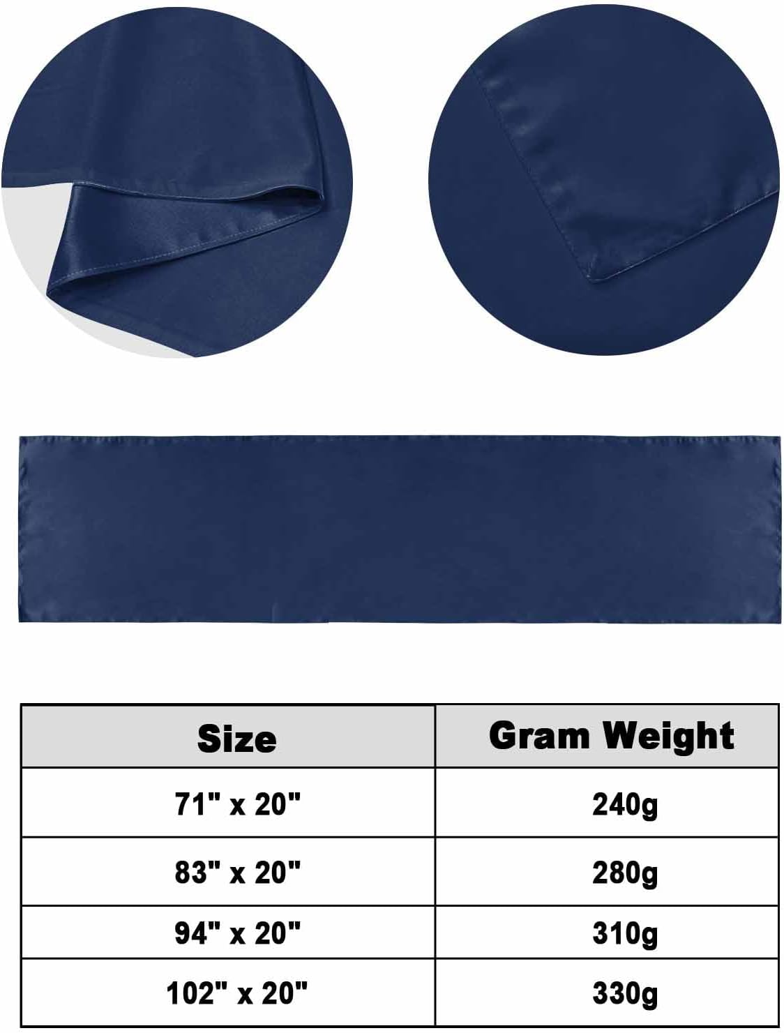 Navy Blue Bed Runner Scarf Bedding Accessory For Twin Size Bed,Soft Bed Scarves And Runners Stainproof Bedroom Decor For Hotel Wedding Room,Contemporary Minimalist Abstract Solid Color 71"x20"