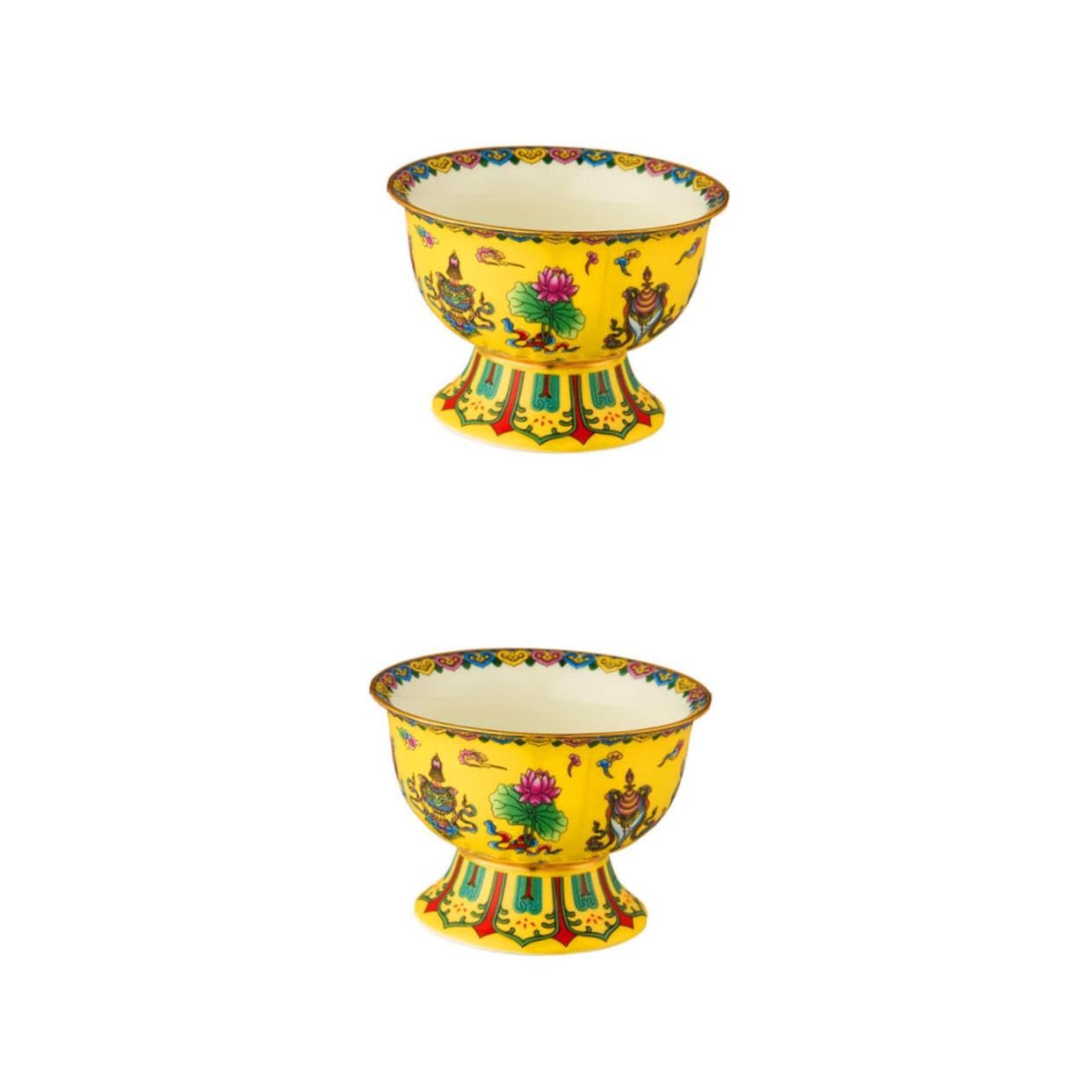 OUNONA 2 Piezas Bol Cerámico de Alta Enamelado Decoración y Ceremonias Budistas Accesorio Multifuncional Ritual y