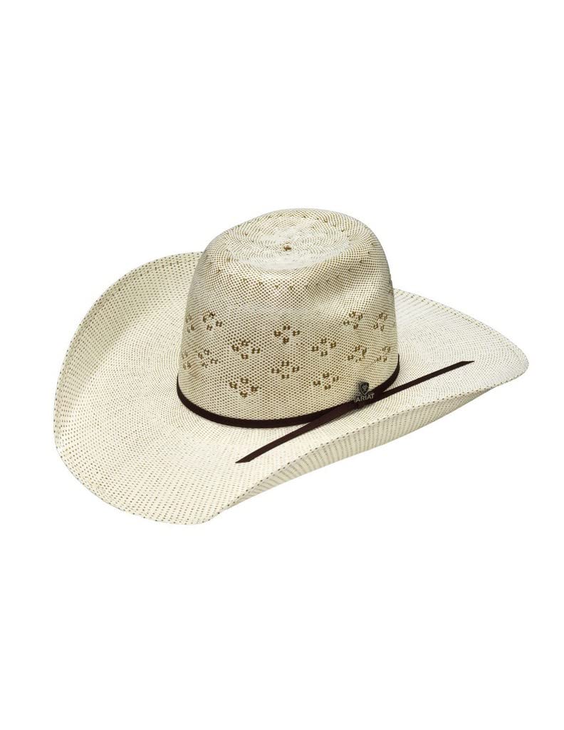 ARIAT Unisex Adult Comfort Sweatband Punchy Bangora Hat, Ivory/Brown, 7-1/8