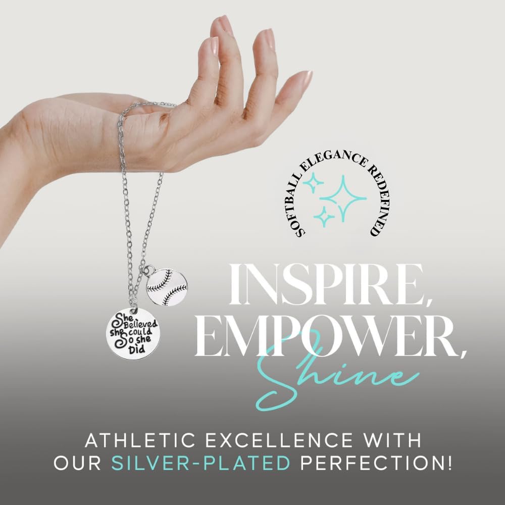 Sportybella Softball Necklace, Softball Jewelry - Pendent Necklace - Softball Player Gifts - Image 2