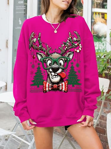 Ugly Christmas Sweatshirts Women Oversized Funny Reindeer Graphic Sweater 5 Ugly Christmas Sweatshirts Women Oversized Funny Reindeer Graphic Sweater - Image 6