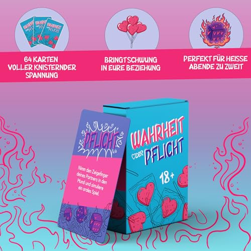 Wahrheit oder Pflicht - Paar Spiele für Paare, Erotik, Sex Spielzeug für Paare, Liebe Kartenspiel, Jahrestag Geschenk für Ihn & Sie, Partner Geschenke, Erotikspiele Freund, Sexspielzeug Pärchen Spiel