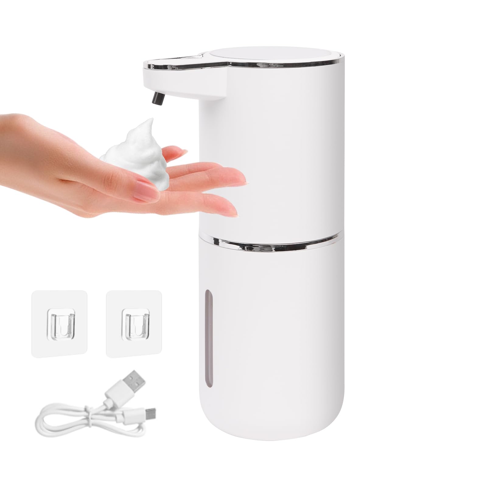 Automatic Foaming Soap Dispenser Touchless Foam Soap Dispenser 380ml Rechargeabled Wall Mounted Smart for Bathroom and Kitchen Dish Soap Easy for Toddlers (White)
