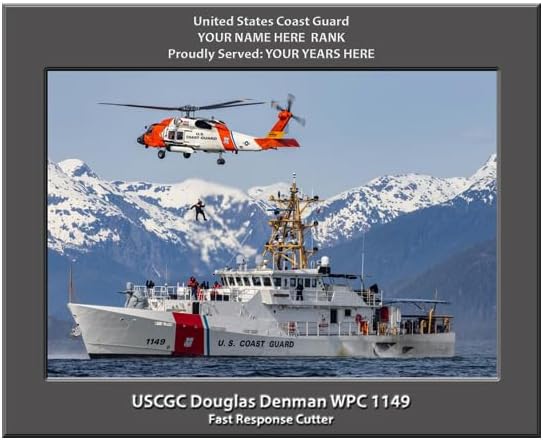 USCGC Douglas Denman WPC 1149 Personalized Canvas Print, Coast Guard Photo, 11x14 Inch, Personalized Name and Rank, Made in USA