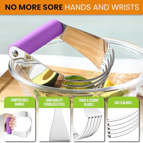 Image of Spring Chef Large Dough Blender For Baking - Durable Pastry Blender, Orchid