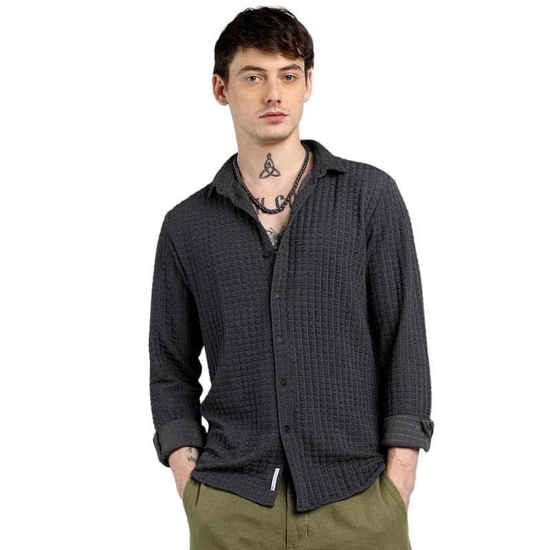 Image of CAHOOT Men'sTartan Plaid Shirt for Casual Wear | Spread Collar | Long Sleeve | Button Closure | Shirt Crafted with Comfort Fit for Everyday Wear