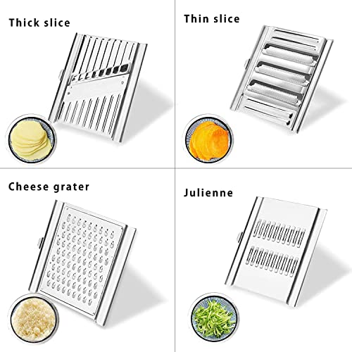 4 in 1 Multipurpose Vegetable Slicer Set, Cheese Grater Cabbage Shredder Kitchen Mandoline, Stainless Steel Vegetables Cutter with Cut Proof Glove, Handheld for Potato Lemon Ginger Onion Fruits - immagine 6