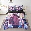 Erosebridal Cool Anime Girl Bedding Set Japanese Style Kids Full Comforter Set 7 Piece 3D Cartoon Girly Anime Bed in A Bag Sci Fi Style Gaming Sheet Set with Comforter Room Decor - Image 2