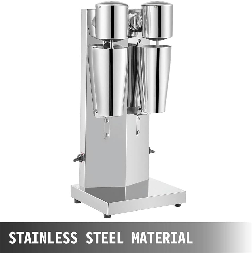 Máquina eléctrica de batido de leche, cabezales dobles de acero inoxidable, capacidad de 800 ml, mezclador de alta velocidad de 18000 RPM para bebidas, batidos, té Boba, uso comercial