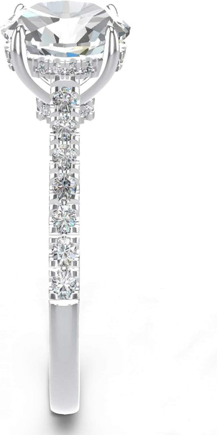 Moissanite Engagement Ring for Women, Sterling Silver with 18K White Gold Plated, Lab Created VVS Clarity,, GRA Certified for Wedding Promise Birthday Congratulation Anniversary Promise or Party Costume (3.46 Carat Oval cut, 6.5)