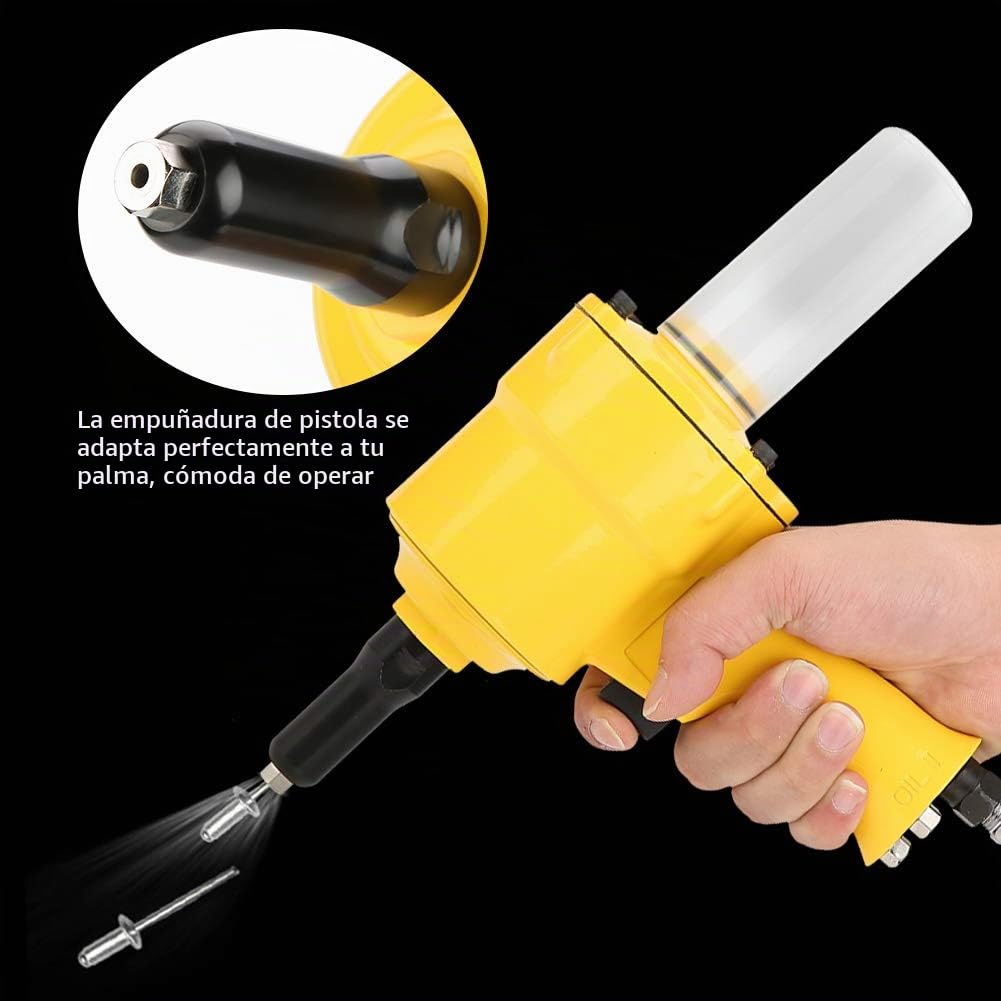 Pistola Remachadora Neumática, KP-705P Pistola Remachadora Ciega Neumática Pistola Remachadora con Empuñadura Herramienta Neumática de Remachado Para Trabajo de Metales y Aplicaciones