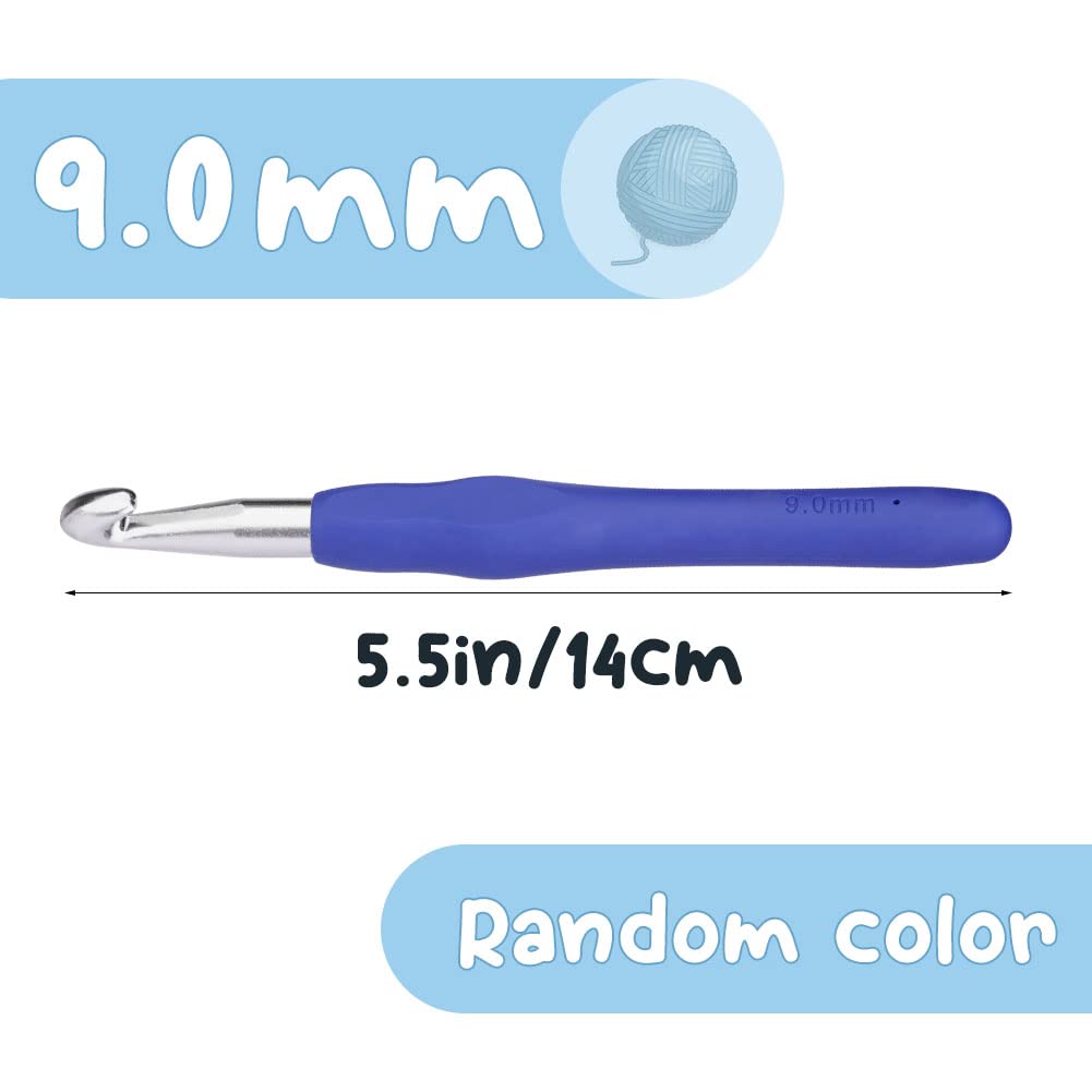 Lot De 9 Aiguilles à Crochet En Aluminium Avec Poignée Softgrip - Tailles 2.0 à 6.0 Mm, Kit Avec Accessoires