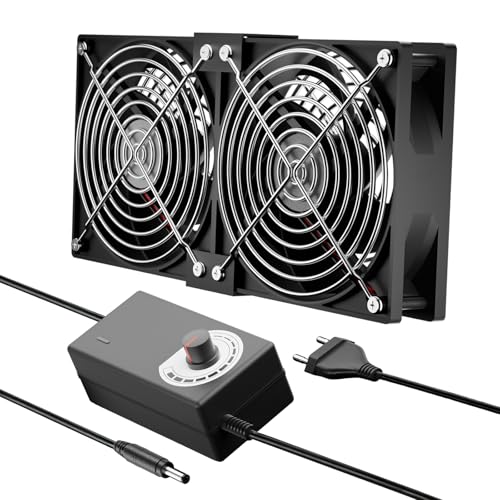 Doble 120mm 12V Ventilador para PC - Velocidad de Viento Ajustable, Ventilador de Pc, ventilador AC 220V - 240V, 2700RPM, ventiladors de PC Portátil para Router,Laptop, TV Box, Ventiladors Dual