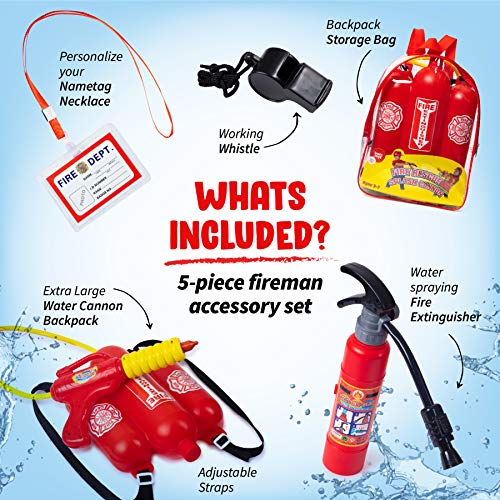 Born Toys Water Gun for Kids Set That Includes Backpack Water Gun, Toy Fire Extinguisher - Use as Squirt Gun, Water Shooter, Water Blaster Soaker Gun - Great Fireman Toys for Fireman Costume for Kids