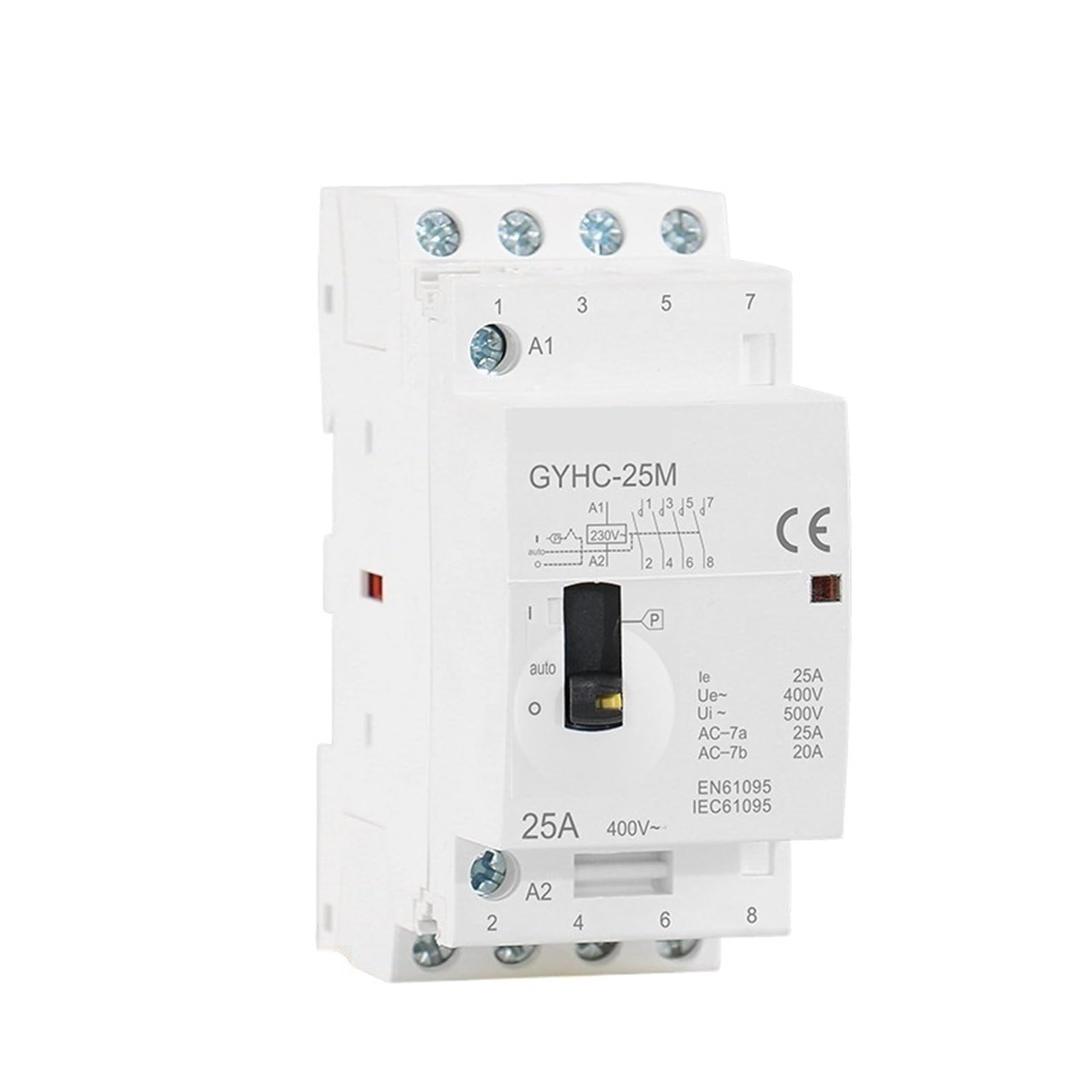 QEFHSVVZE Manual contactor 4P 25A 4NO 2NO2NC 220V/230V Guide Rail Household AC Modular contactor 50/60HZ(4P 25A 4NO 220V)
