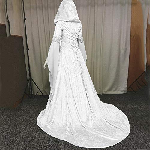 Women's Medieval Dress Hooded Vintage Renaissance Gothic Length Pullover Lace Up Cosplay Retro Cloak Robe Gown #TOP3