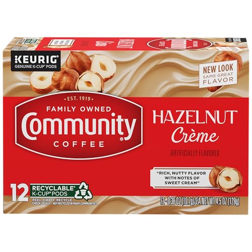 Community Coffee Hazelnut Creme Flavored 12 Count Keurig K-Cup Coffee Pods, Medium Roast, 12 Count (Pack of 1)