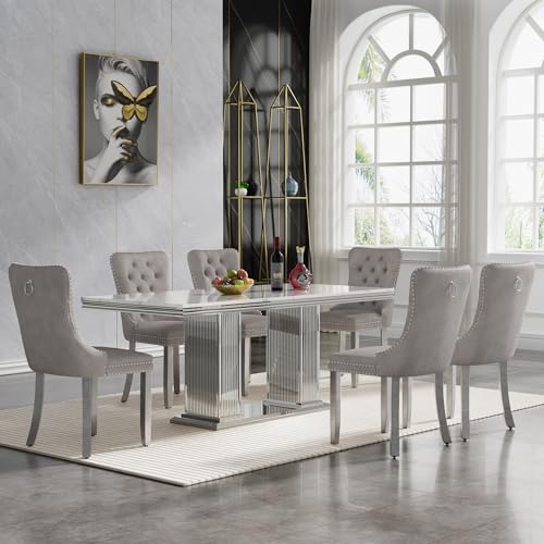 HomVent 6-Piece Modern Faux Marble Dining Set
