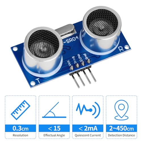 HC-SR04 Ultraschall-Sensor-Modul, 3–5 V, mit 4 Montagehalterungen, Abstandssensor + 2 x 20 cm 10P Stecker auf Buchse, Dupont-Kabel für Arduino R3 MEGA2560 Duemilanove Nano Robot XBee ZigBee ZigBee 8