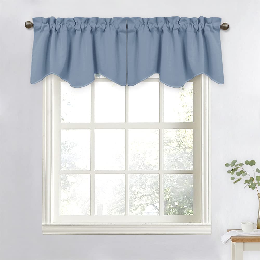 NICETOWN Blackout Curtain Valance for Kitchen Windows, Home Decorative Rod Pocket Short Curtain Drape for Bathroom/Living Room/Bedroom, 52" W x 18" L,