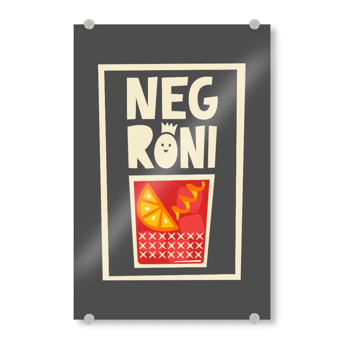 artboxONE Acrylglasbild 60x40 cm Typografie Negroni (No.3) Bild hinter Acrylglas - Bild Cocktail aperol Campari