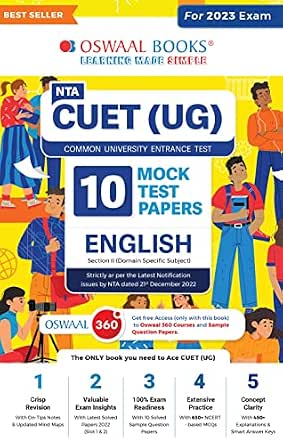 Oswaal NTA CUET (UG) 10 Mock Test Sample Question Papers English (For