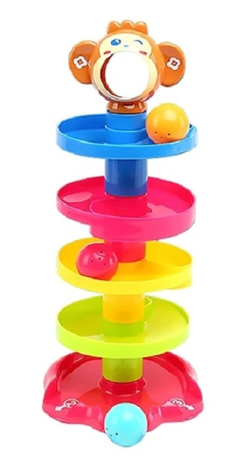 Dorytoy Kids Rolling Ball Tower Toy with Cute Animal Top Colorful Spiral Drop & Slide Track Game Multi-Layer Rotating Ball Run Toy for Toddlers-image-35