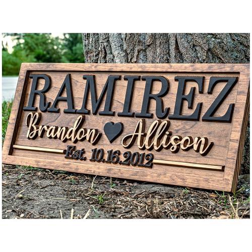 Bridal Shower Gift | Personalized Wedding Gift Last Name Established Sign | Anniversary | Engagement Gifts | Valentines Day Gift | Wood Wedding Sign | Name Heart Sign | Couples Gift