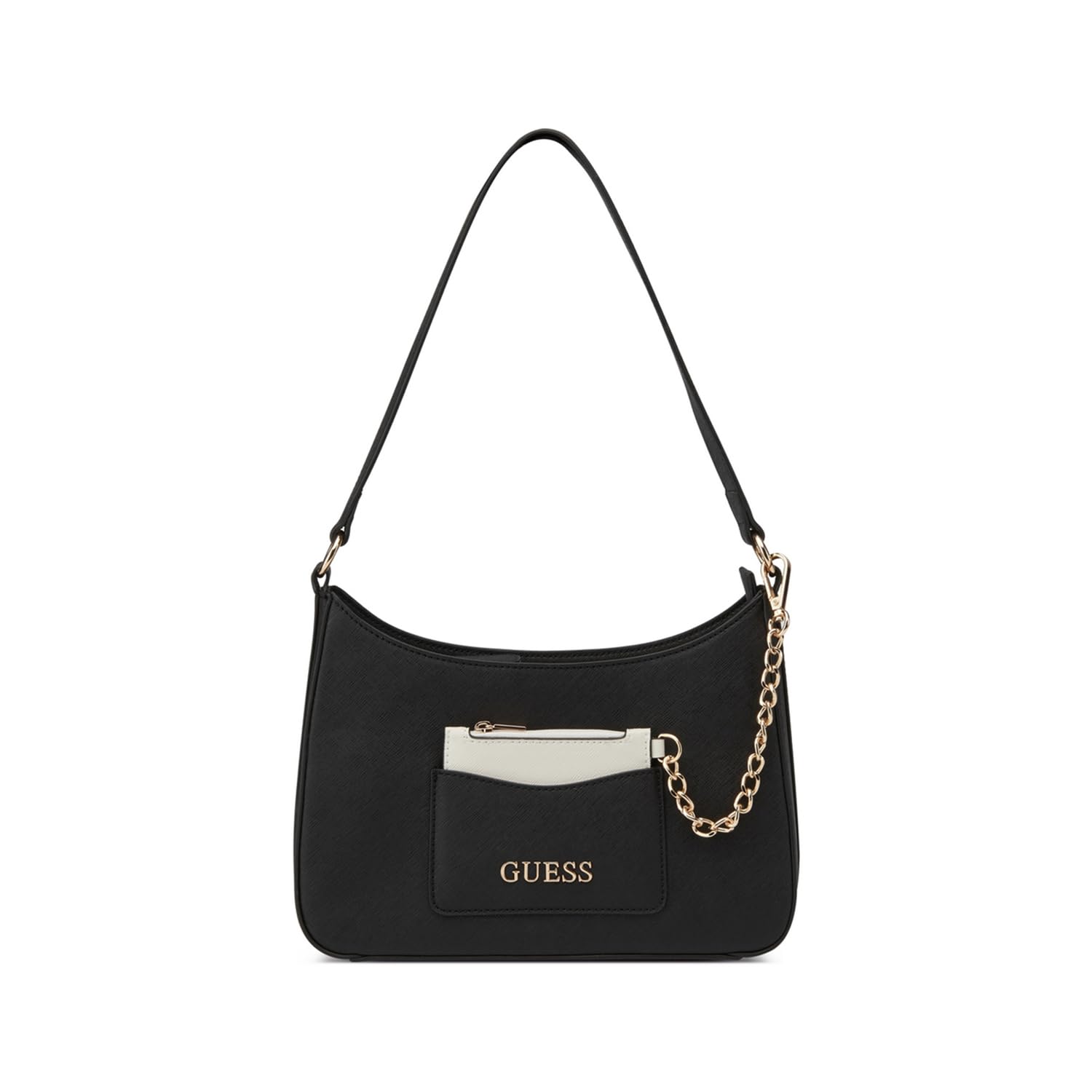 guess Women Black Textured Shoulder Bag with Strap and Pouch-picture-13