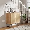 Sideboard Buffet Cabinet with Rattan Doors Rattan Buffet Bar Cabinet Boho Credenza Cabinet with Metal Legs for Living Room Hallway Entryway Natural