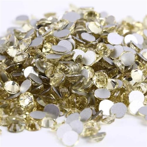Hotfix Pedrería Cristal sin fijación por calor, diamantes de imitación, Strass cristal superbrillante, decoración artística uñas 3D, ropa vestir DIY(Jonquil,Ss5 1440pcs)