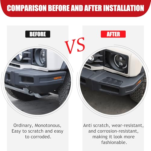 Tumukiw Heavy-Duty Front Bumper Protection Pedal Cover Compatible with INEOS Grenadier 2020-2024 Aluminum Alloy Black Front Bumper Guards Pads End Caps Cover Insert Accessories by Tumukiw - Image 4