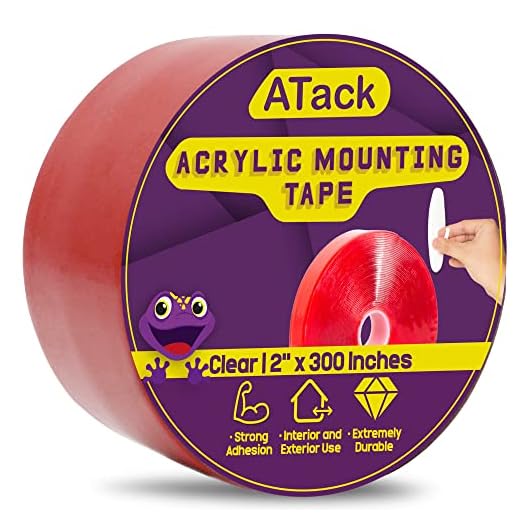 ATack Double-Sided Acrylic Mounting Tape Removable, Clear, 2-inch x 300-Inch, Waterproof Indoor and Exterior Double Sides Brick Mounting Tape