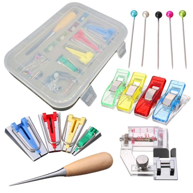 DIY 60 sets Fabric Bias Binding Tape Maker multi-function piping belt maker sewing Bias Tape Maker Patchwork machine accessories - (Color: MULTI)