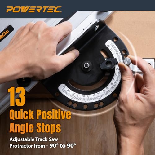 Guide de scie à angle réglable POWERTEC 72182 - 13 arrêts positifs pour rail - 4