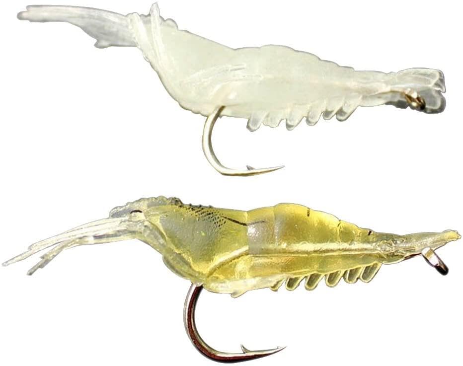 LEURRE DE PÊCHE aux crevettes, avec hameçons multiples, yeux 3D, matériel de pêc EUR 3,95