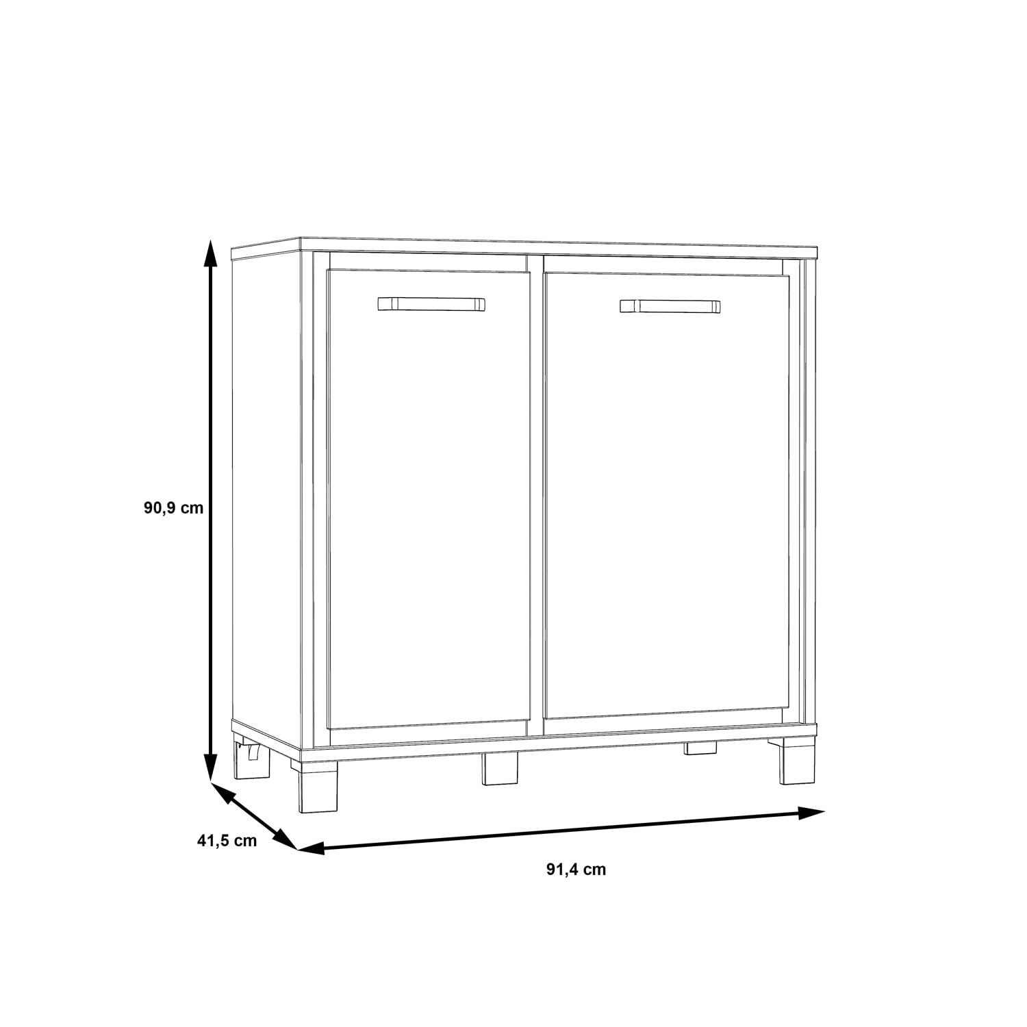 Forte TRONDHEIM Kommode 2 Türen, Holzwerkstoff, Artisan Eiche/Schwarz Eiche, B x H x T: 91,4 x 91,2 x 41,5 cm