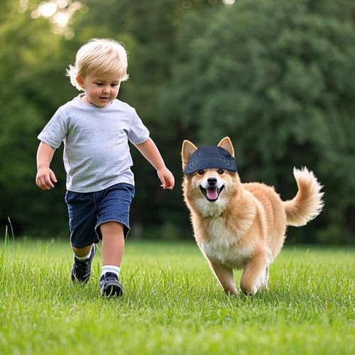Atmungsaktives Hund Baseballmütze, Einstellbare Baseballmütze für Haustiere, Hunde-Sonnenhut mit Ohrlöcher, Stilvoll Sommer Reise Hut für Haustiere, für Alltag und Outdoor-Aktivitäten (Marineblau, M)